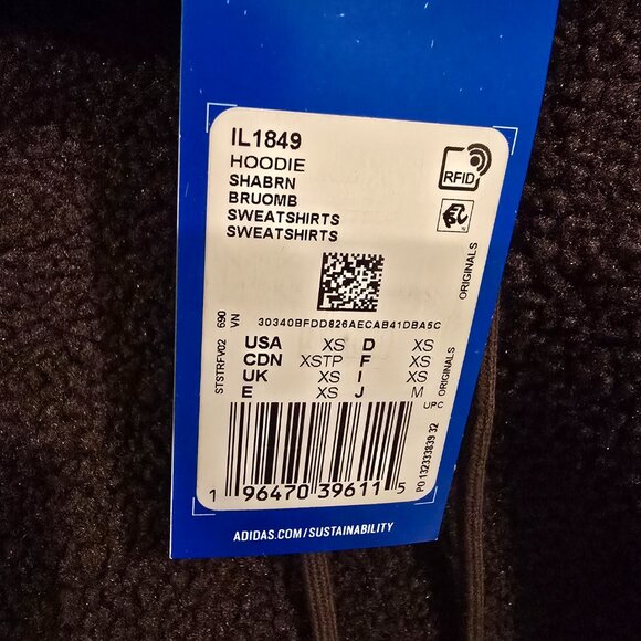 Adidas Women's Premium Essentials Hoodie Shadow Brown Size XS NEW RARE - Picture 7 of 10